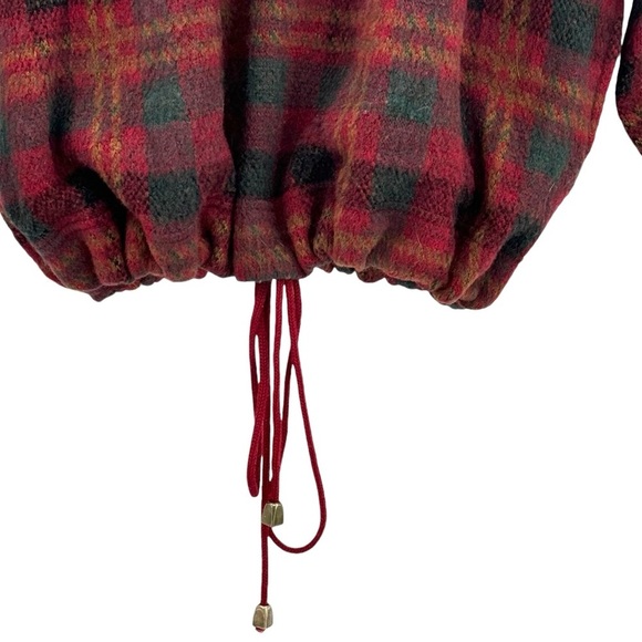 Vintage 90s Fleece Pullover French Country Express Soft Plaid Sweater POCKETS L - Picture 9 of 11